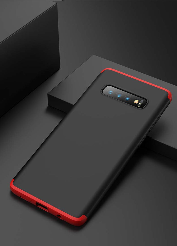 yuehuanyi Funda 360 Grados Integral para Ambas Caras+Cristal Templado,[360°] 3 in 1 Slim Fit Dactilares Protectora Skin Caso Carcasa Cover para Samsung Galaxy S10 Plus - Negro
