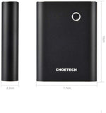 CHOETECH Cargador Portátil Power Bank, Doble Entrada (QC 2.0) Doble Salida, Externa Quick Charge 2.0 Móviles Android, Tablet más