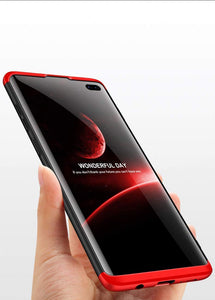 yuehuanyi Funda 360 Grados Integral para Ambas Caras+Cristal Templado,[360°] 3 in 1 Slim Fit Dactilares Protectora Skin Caso Carcasa Cover para Samsung Galaxy S10 Plus - Negro