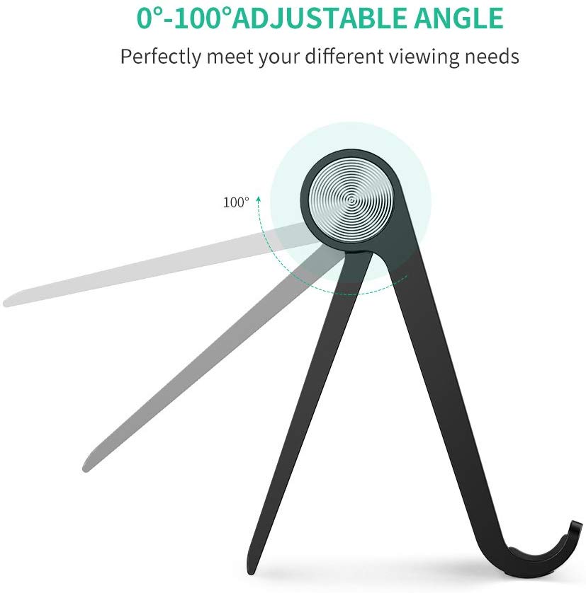 UGREEN Soporte Móvil, Multiángulo Soporte de Celular Ajustable de 0 Grados a 100 Grados para Teléfonos Móviles como iPhone, Samsung, Huawei, Xiaomi y Más (Black)