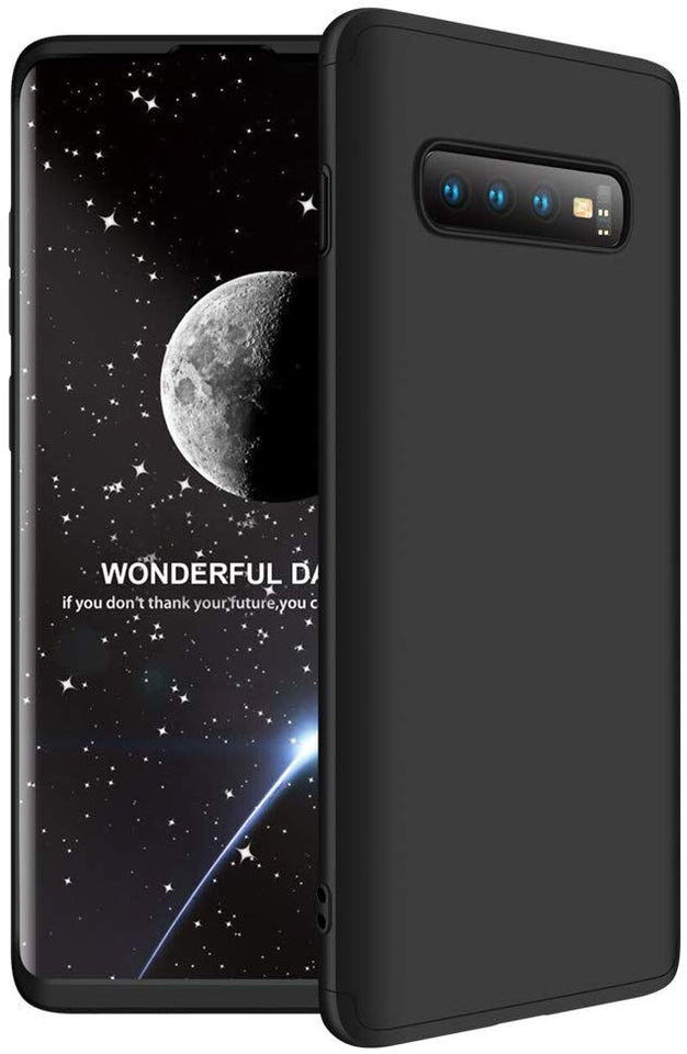 yuehuanyi Funda 360 Grados Integral para Ambas Caras+Cristal Templado,[360°] 3 in 1 Slim Fit Dactilares Protectora Skin Caso Carcasa Cover para Samsung Galaxy S10 Plus - Negro
