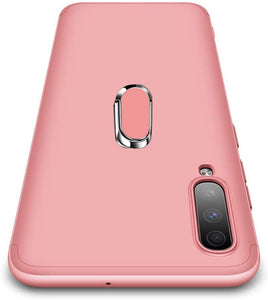 Funda para Samsung Galaxy A70 Case Protector de Pantalla de Cristal Templado, 3 en 1 Todo Incluido Choque Absorción Protección 360 Grados Anillo Soporte Celular Magnético Kickstand Carcasa，Rosa