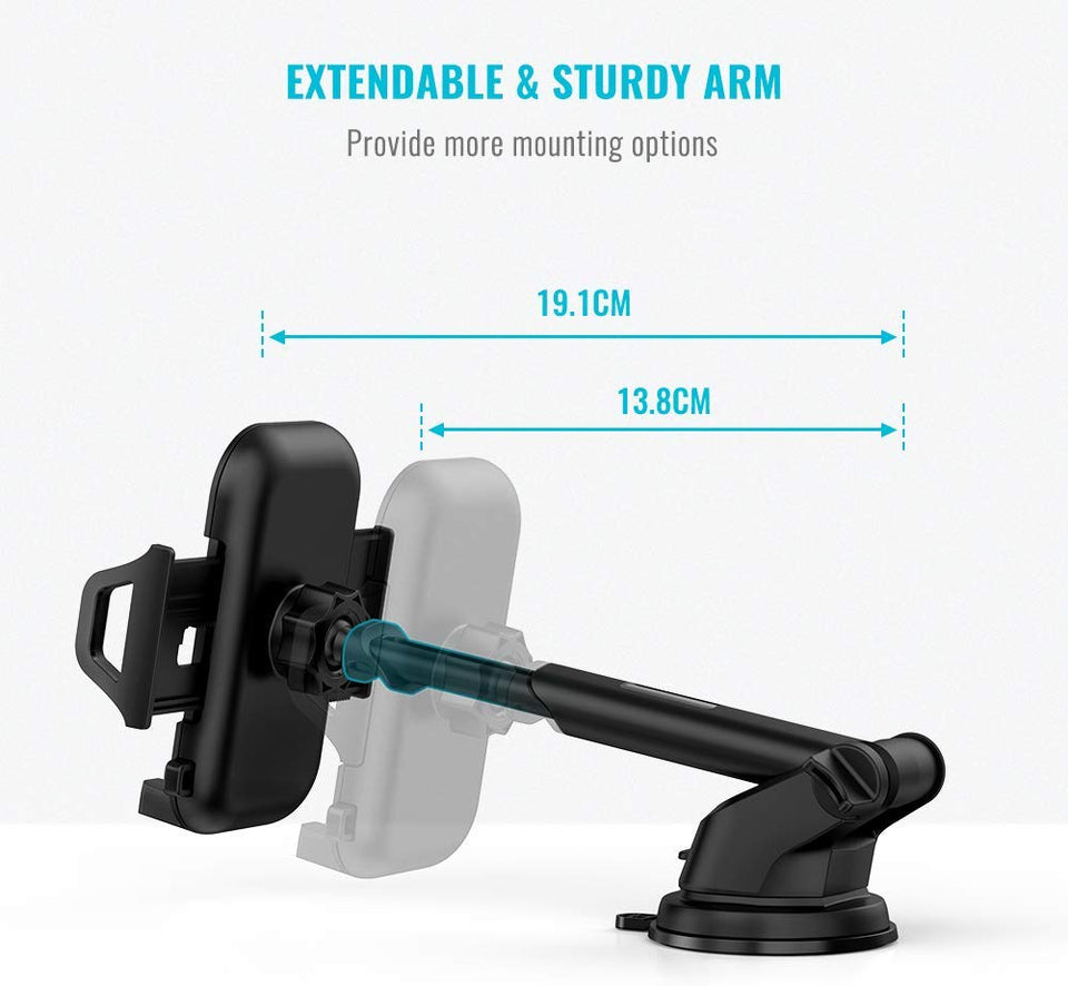 UGREEN Soporte de Celular para Auto, Soporte de 360 Grados Giratorio con Ventosa para iPhone 11/11 Pro/ 11 Pro MAX/ 8/8 Plus/XS MAX, Samsung S10/S10 Plus, Huawei P30 Pro, Xiaomi MI9 y etc, Negro