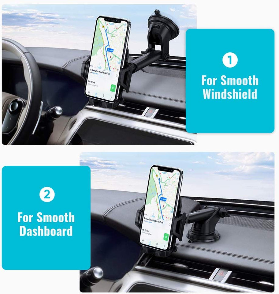 UGREEN Soporte de Celular para Auto, Soporte de 360 Grados Giratorio con Ventosa para iPhone 11/11 Pro/ 11 Pro MAX/ 8/8 Plus/XS MAX, Samsung S10/S10 Plus, Huawei P30 Pro, Xiaomi MI9 y etc, Negro
