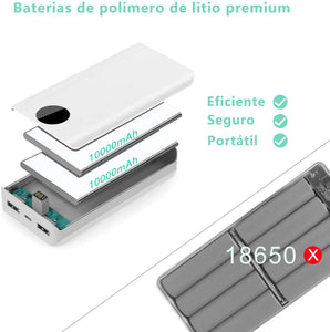 YICF Power Bank 20000mAh, Batería Externa 20000 mAh, Bateria Portatil Carga Rapida 10.5W, Color Blanco