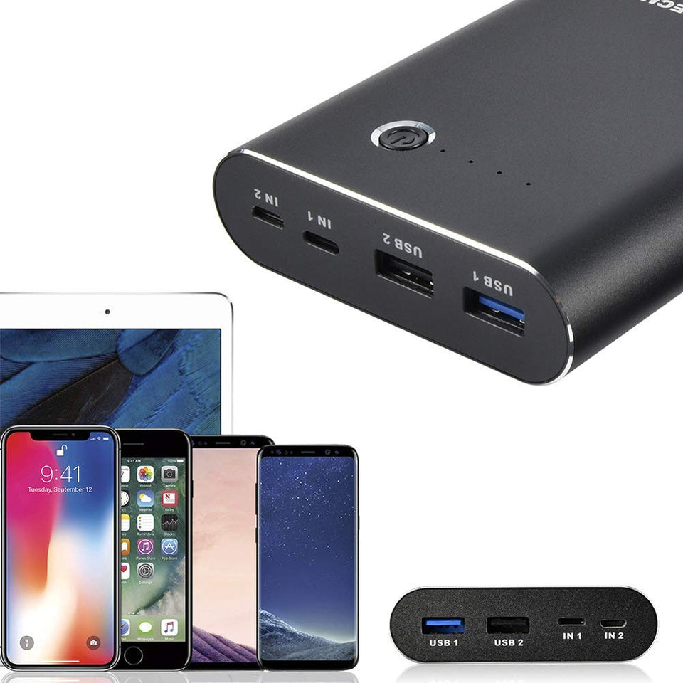 CHOETECH Cargador Portátil Power Bank, Doble Entrada (QC 2.0) Doble Salida, Externa Quick Charge 2.0 Móviles Android, Tablet más