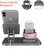 Soporte para Reloj, Manricle Soporte para Teléfono, Multifunción 3 En1 Soporte para reloj Teléfono y Airpods, Soporte para Estación De Carga Compatible con Teléfonos/Apple Watch/ Sumsung / iPhone / iPad y Relojes(Gris) (Gris)