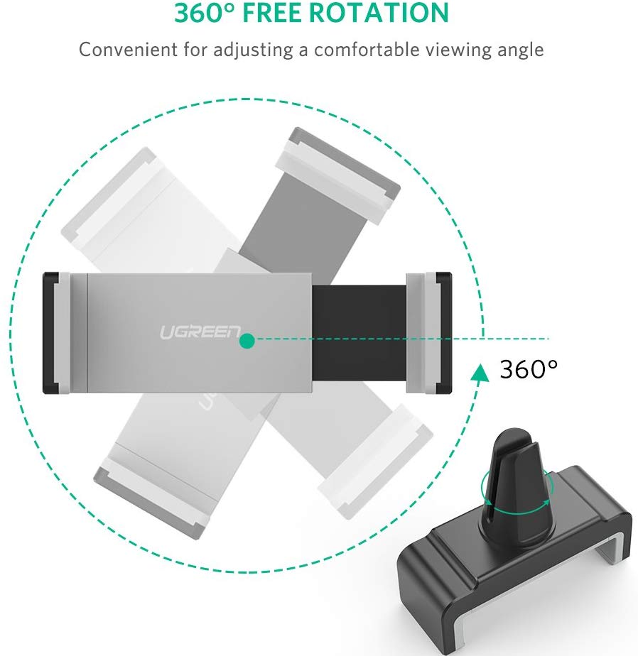 Ugreen Soporte de Celular para Auto Compatible con iPhone, iPod, Samsung, Motorola, LG, Huawei, Nexus, HTC, Sony y otros Smartphone y Reproductores de MP3, GPS, Soporte para Coche