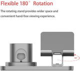 Soporte para Reloj, Manricle Soporte para Teléfono, Multifunción 3 En1 Soporte para reloj Teléfono y Airpods, Soporte para Estación De Carga Compatible con Teléfonos/Apple Watch/ Sumsung / iPhone / iPad y Relojes(Gris) (Gris)