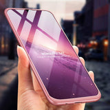 Funda para Samsung Galaxy A70 Case Protector de Pantalla de Cristal Templado, 3 en 1 Todo Incluido Choque Absorción Protección 360 Grados Anillo Soporte Celular Magnético Kickstand Carcasa，Rosa