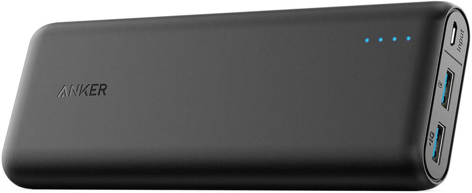 Anker batería portátil Powercore 20000 mAh, Portable, Carga rápida Quick Charge 3.0, Poder IQ optimiza la velocidad de carga, Compatible con dispositivos Android, Apple, GoPro, etc., Funda transporte.