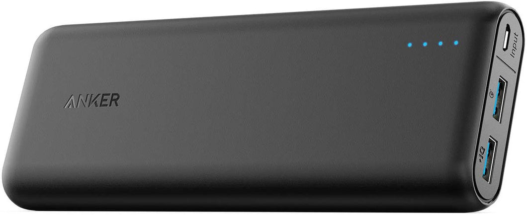 Anker batería portátil Powercore 20000 mAh, Portable, Carga rápida Quick Charge 3.0, Poder IQ optimiza la velocidad de carga, Compatible con dispositivos Android, Apple, GoPro, etc., Funda transporte.