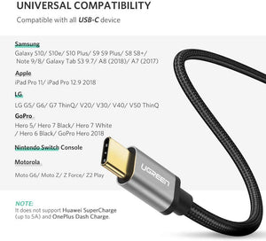 Cable USB C 3.1, UGREEN Cable Tipo C a USB A 2.0 Nylon Trenzado para Dispositivos USB Type C como MacBook, ChromeBook Pixel, Nexus, Nintendo Switch, One plus, GoPro Hero5 6, Xiaomi, LG, Huawei (0,5m)