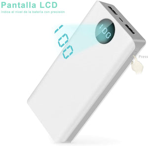 YICF Power Bank 20000mAh, Batería Externa 20000 mAh, Bateria Portatil Carga Rapida 10.5W, Color Blanco