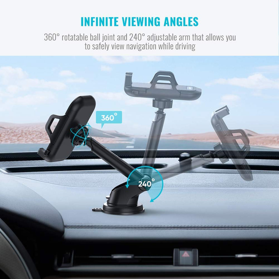 UGREEN Soporte de Celular para Auto, Soporte de 360 Grados Giratorio con Ventosa para iPhone 11/11 Pro/ 11 Pro MAX/ 8/8 Plus/XS MAX, Samsung S10/S10 Plus, Huawei P30 Pro, Xiaomi MI9 y etc, Negro
