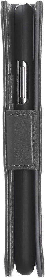 AmazonBasics Funda desmontable tipo cartera, cuero sintético, para teléfono iPhone X, gris oscuro