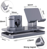 Soporte para Reloj, Manricle Soporte para Teléfono, Multifunción 3 En1 Soporte para reloj Teléfono y Airpods, Soporte para Estación De Carga Compatible con Teléfonos/Apple Watch/ Sumsung / iPhone / iPad y Relojes(Gris) (Gris)