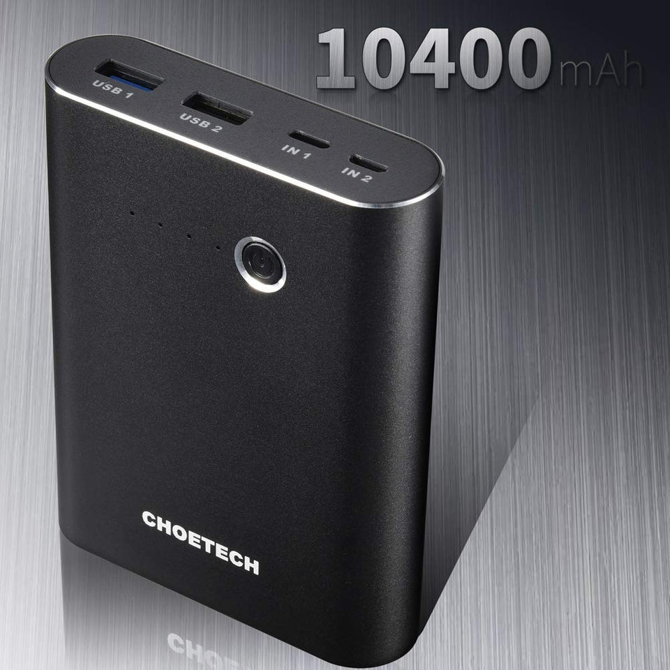CHOETECH Cargador Portátil Power Bank, Doble Entrada (QC 2.0) Doble Salida, Externa Quick Charge 2.0 Móviles Android, Tablet más