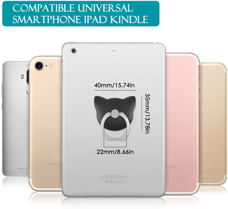 Pack de 4 soportes para anillo de teléfono celular con forma de gato, 1 paquete de soporte para tableta V de soporte para smartphone, DanziX 360 ° de rotación Soporte universal para soporte de dedos, plata, oro rosa, negro, dorado y azul