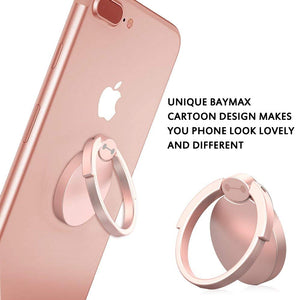 Soporte para anillo de dedo para teléfono YuCool 2 Pack, Soporte giratorio para teléfono celular universal de 360 ° Soporte para montaje con agarre de lazo para iPhone, Samsung Galaxy + Montaje de anillo para anillo de 4 piezas - Negro, Oro rosa