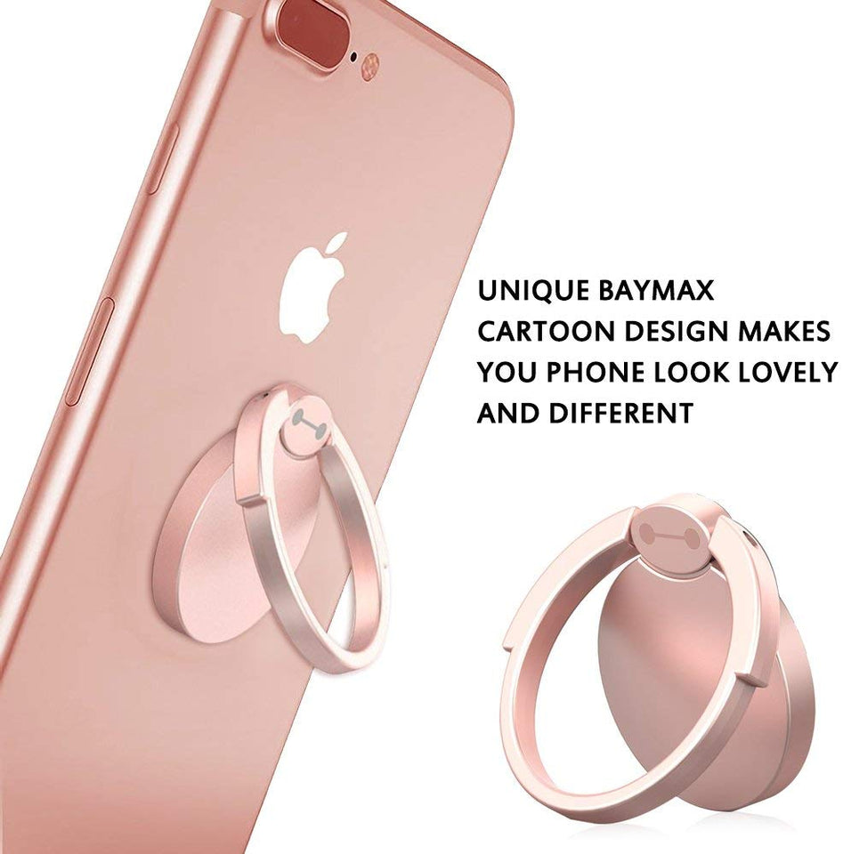 Soporte para anillo de dedo para teléfono YuCool 2 Pack, Soporte giratorio para teléfono celular universal de 360 ° Soporte para montaje con agarre de lazo para iPhone, Samsung Galaxy + Montaje de anillo para anillo de 4 piezas - Negro, Oro rosa