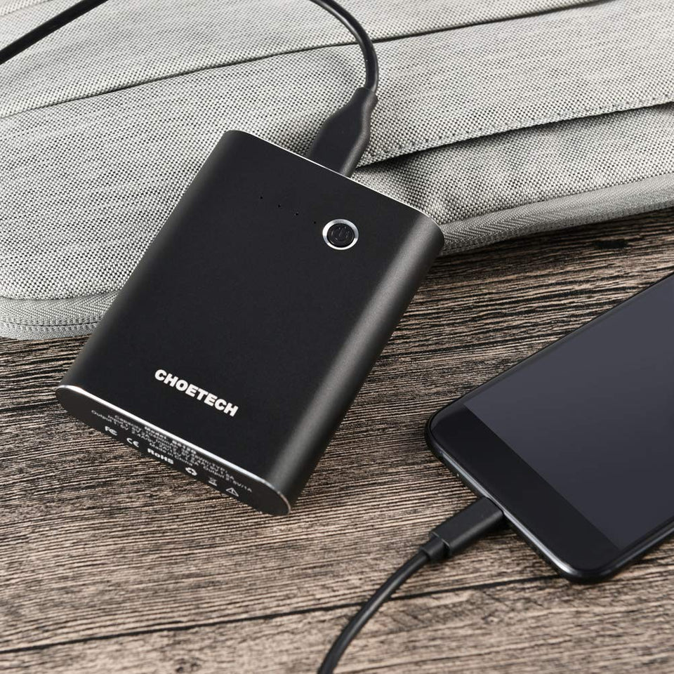 CHOETECH Cargador Portátil Power Bank, Doble Entrada (QC 2.0) Doble Salida, Externa Quick Charge 2.0 Móviles Android, Tablet más