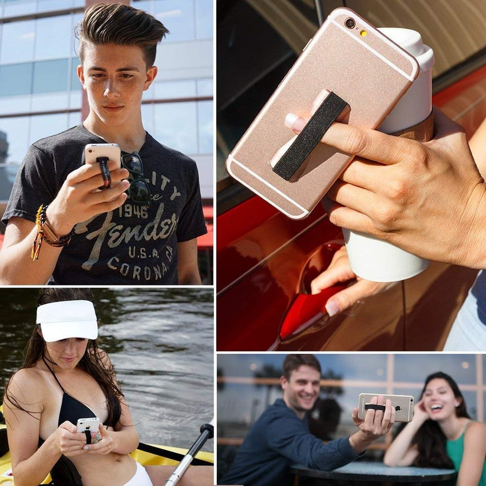 lovehandle teléfono celular agarre mantiene el dispositivo con sólo un dedo – Ultra delgado de bolsillo Friendly Love mango agarre de los dedos para iPhone Mini Tablet – Grip It de forma segura para mensajes de texto, fotos y selfies (oro)