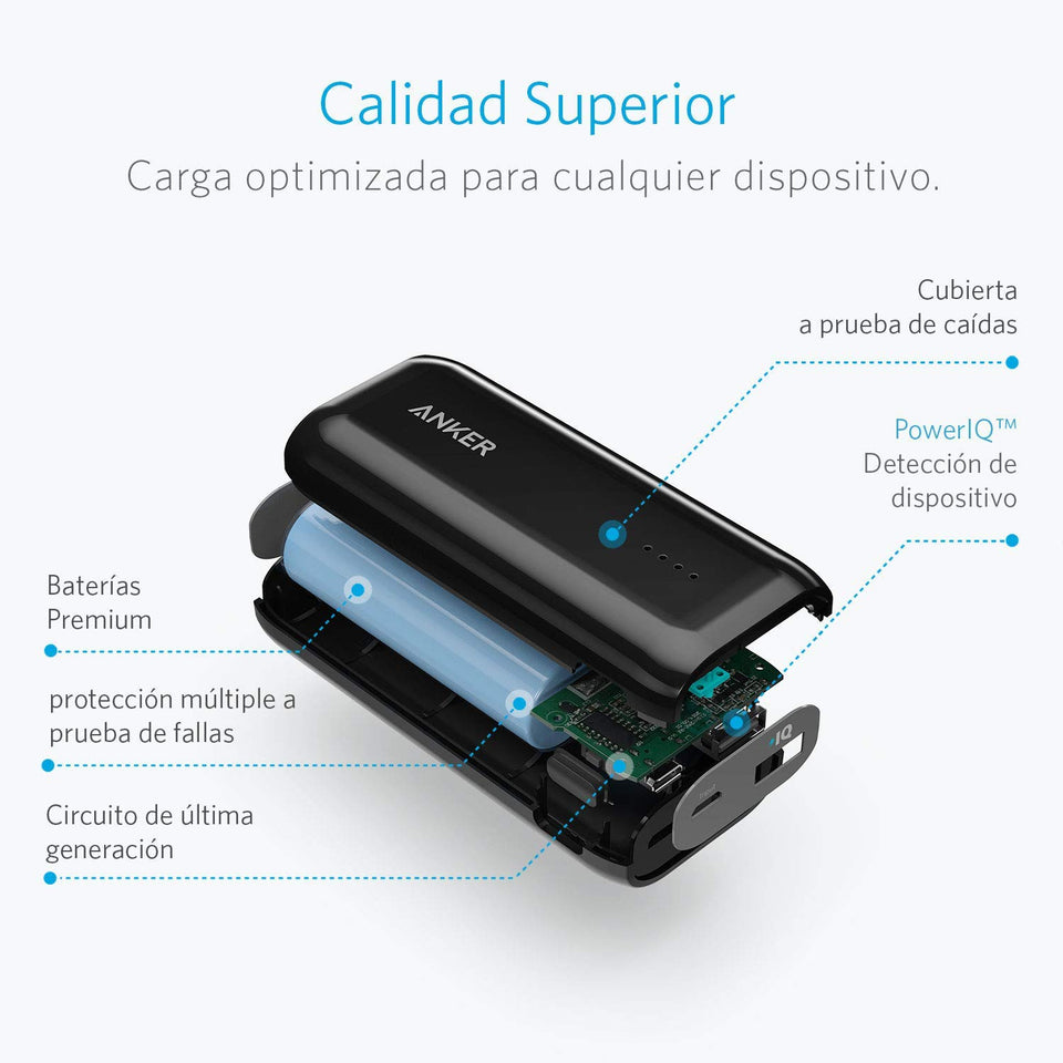 Anker batería portátil Astro 6700 mAh, Ultra-compacto, Poder IQ optimiza la velocidad de carga, Compatible con dispositivos Android, Apple, GoPro, etc., Funda transporte.