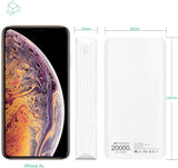 YICF Power Bank 20000mAh, Batería Externa 20000 mAh, Bateria Portatil Carga Rapida 10.5W, Color Blanco
