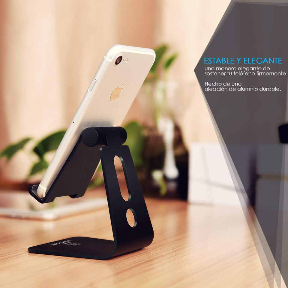 Soporte Celular, Lamicall Soporte para Celular Telefono: Ajustable Accesorios Base para Celular for Phone X Xs Max 8 7 6 Plus,Samsung s9 s8 s8s Plus edge,Huawei P20 Lite pro Nova 3 Mate 10 Lite,Xiaomi Mi 8 Band 3 a2 lite Redmi Note 5 -Negro