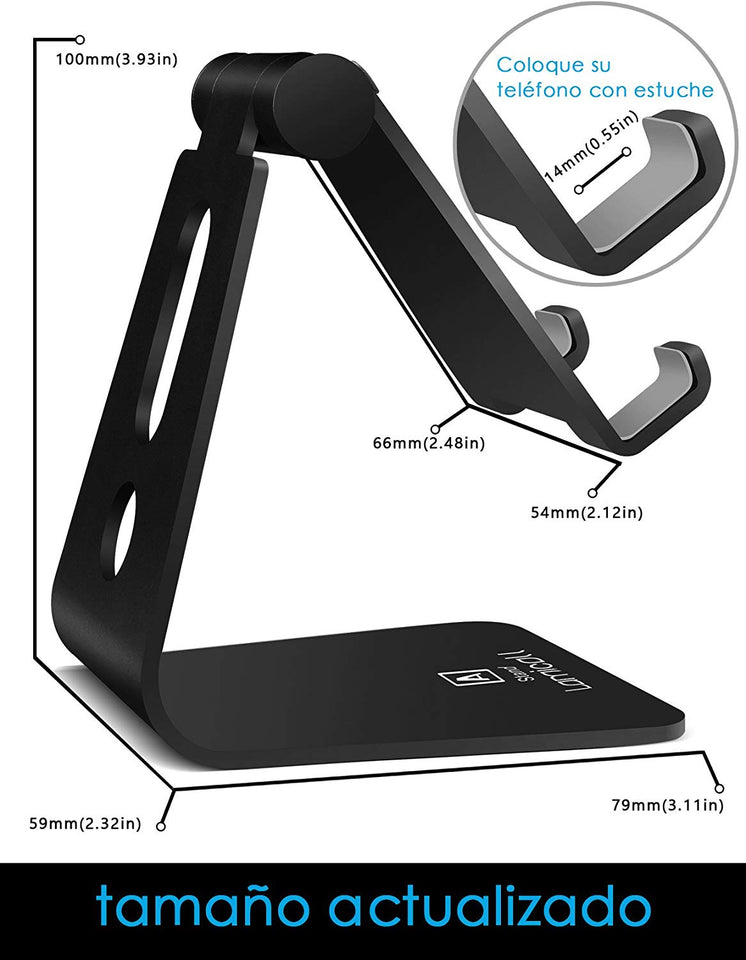 Soporte Celular, Lamicall Soporte para Celular Telefono: Ajustable Accesorios Base para Celular for Phone X Xs Max 8 7 6 Plus,Samsung s9 s8 s8s Plus edge,Huawei P20 Lite pro Nova 3 Mate 10 Lite,Xiaomi Mi 8 Band 3 a2 lite Redmi Note 5 -Negro
