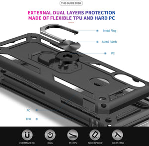 LeYi Funda Huawei Y9 2019 Case con HD Protector de Pantalla, 360 Ring Soporte Metal Magnetic Armor Rudo Hard PC y Soft Silicon TPU Bumper Slim Gel Cover Carcasa para Celular Y9 2019, Negro