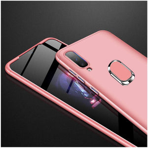 Funda para Samsung Galaxy A70 Case Protector de Pantalla de Cristal Templado, 3 en 1 Todo Incluido Choque Absorción Protección 360 Grados Anillo Soporte Celular Magnético Kickstand Carcasa，Rosa
