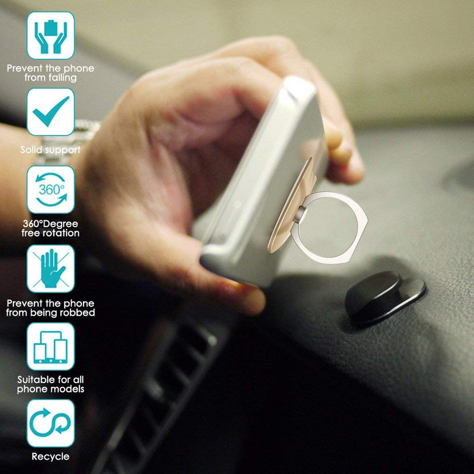 Pack de 4 soportes para anillo de teléfono celular con forma de gato, 1 paquete de soporte para tableta V de soporte para smartphone, DanziX 360 ° de rotación Soporte universal para soporte de dedos, plata, oro rosa, negro, dorado y azul