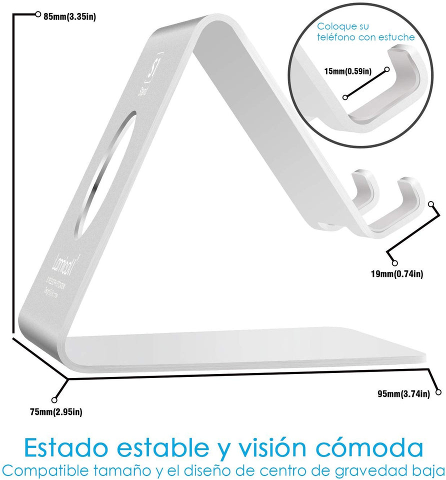 Soporte Celular, Lamicall Base Para Celular Móvil Telefono : Accesorios Base para Celular for Phone X Xs Max XR 8 7 6 Plus,Samsung s9 s8 s8s Plus edge,Huawei P20 Lite pro Nova 3 Mate 10 Lite,Xiaomi Mi 8 Band 3 a2 lite Redmi Note 5 -Plata