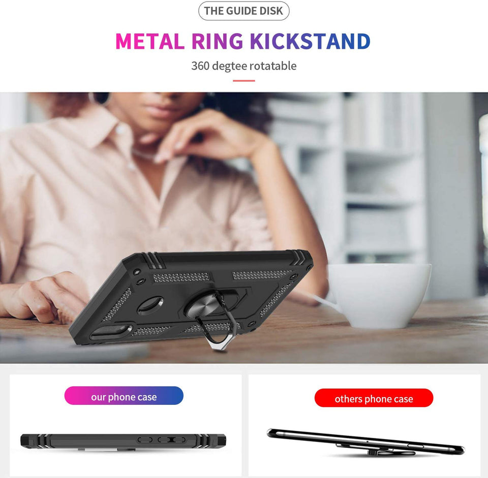 LeYi Funda Huawei Y9 2019 Case con HD Protector de Pantalla, 360 Ring Soporte Metal Magnetic Armor Rudo Hard PC y Soft Silicon TPU Bumper Slim Gel Cover Carcasa para Celular Y9 2019, Negro