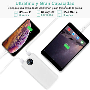 YICF Power Bank 20000mAh, Batería Externa 20000 mAh, Bateria Portatil Carga Rapida 10.5W, Color Blanco