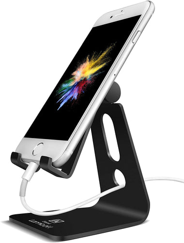 Soporte Celular, Lamicall Soporte para Celular Telefono: Ajustable Accesorios Base para Celular for Phone X Xs Max 8 7 6 Plus,Samsung s9 s8 s8s Plus edge,Huawei P20 Lite pro Nova 3 Mate 10 Lite,Xiaomi Mi 8 Band 3 a2 lite Redmi Note 5 -Negro