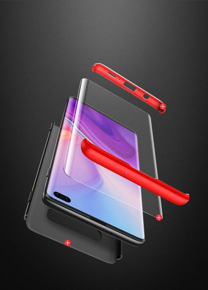 yuehuanyi Funda 360 Grados Integral para Ambas Caras+Cristal Templado,[360°] 3 in 1 Slim Fit Dactilares Protectora Skin Caso Carcasa Cover para Samsung Galaxy S10 Plus - Negro