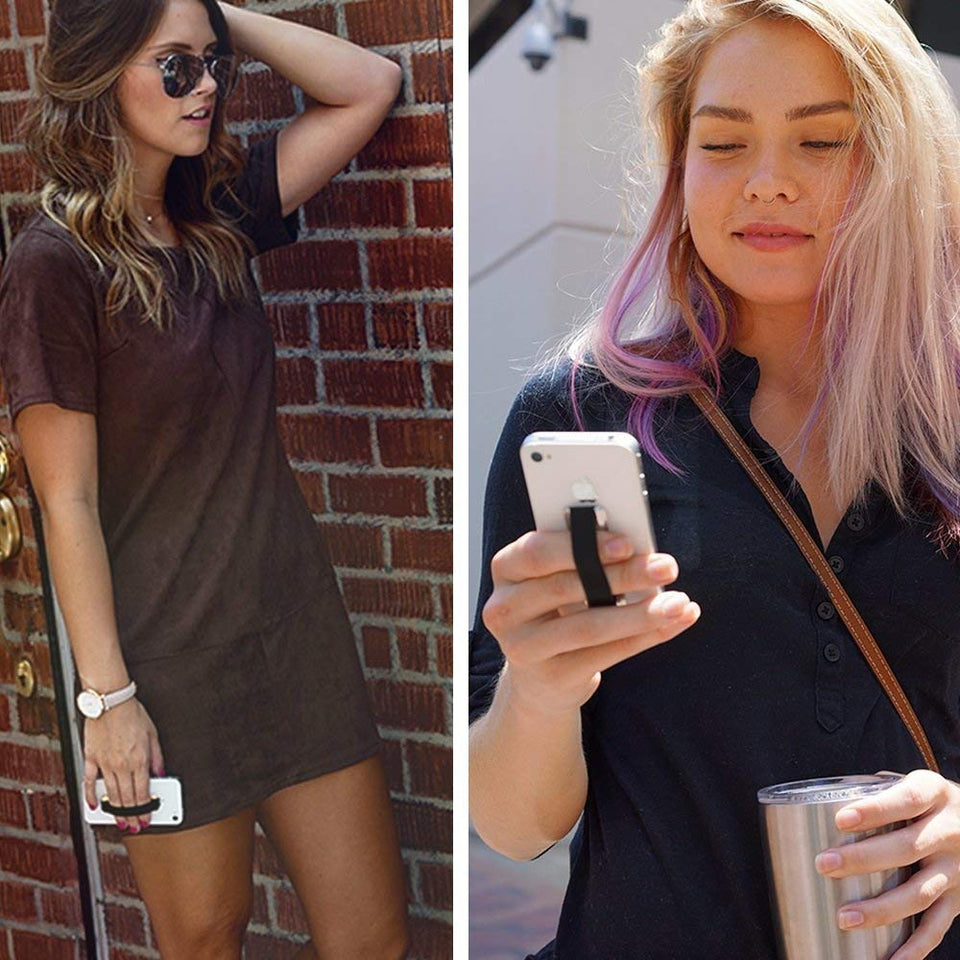 lovehandle teléfono celular agarre mantiene el dispositivo con sólo un dedo – Ultra delgado de bolsillo Friendly Love mango agarre de los dedos para iPhone Mini Tablet – Grip It de forma segura para mensajes de texto, fotos y selfies (oro)