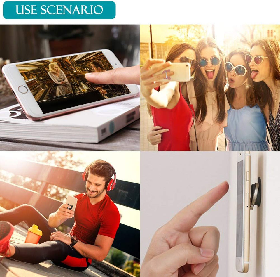 Pack de 4 soportes para anillo de teléfono celular con forma de gato, 1 paquete de soporte para tableta V de soporte para smartphone, DanziX 360 ° de rotación Soporte universal para soporte de dedos, plata, oro rosa, negro, dorado y azul