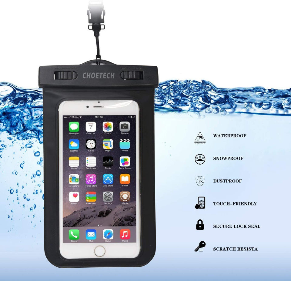Funda Impermeable para Celular,CHOETECH Bolsa Impermeable Celular Universal Funda Sumergible para iPhone XS/XS Max/XR/X/8/7/6,Samsung Galaxy S10/S9/S8/S7/S6,Sony,LG,Huawei,Xiaomi y otros 6.5 Pulgadas