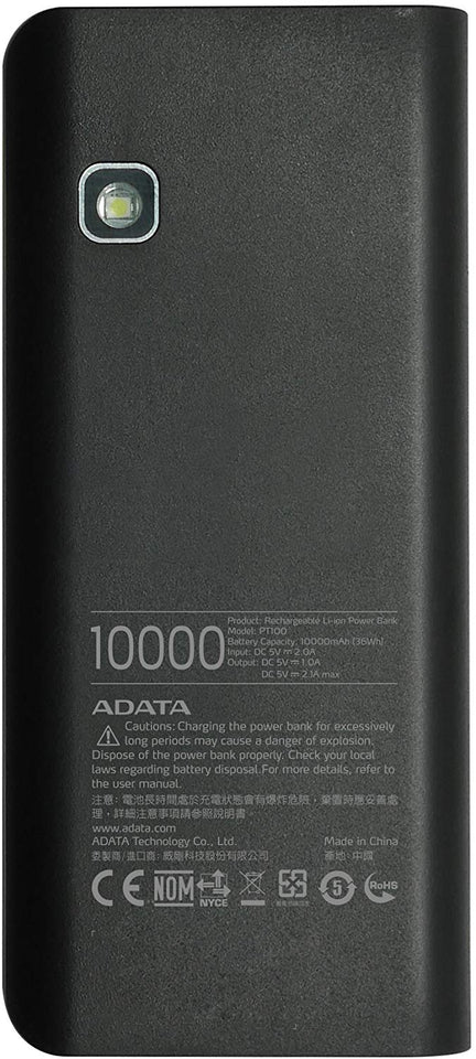 ADATA BATDAT080 Powerbank Pt100 - 10000 Mah, color pack of/paquete de 1