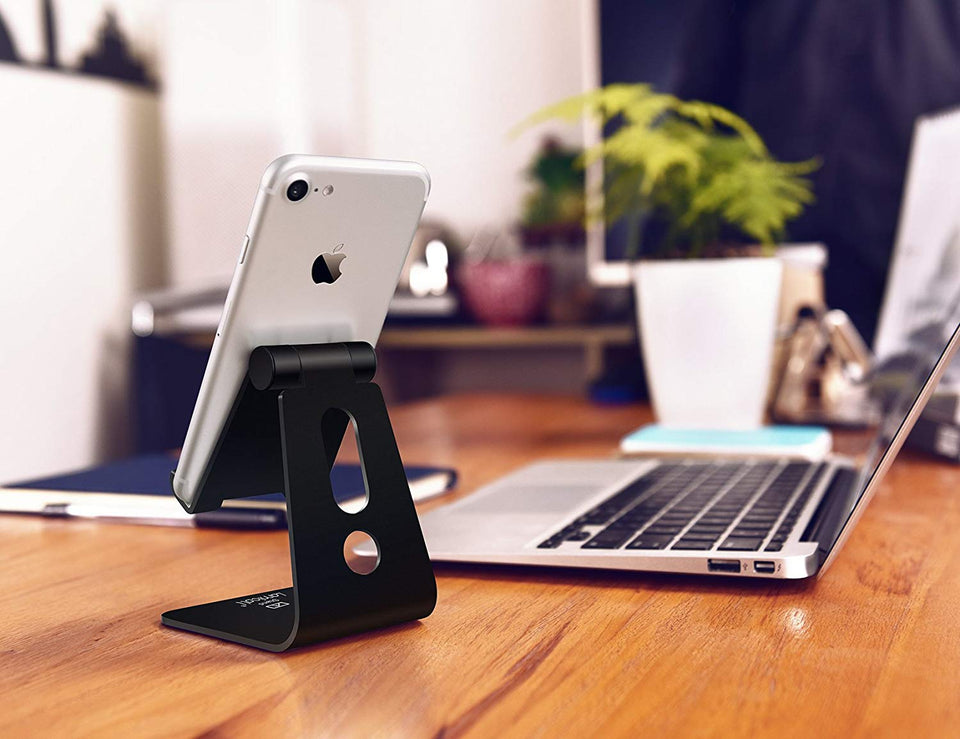 Soporte Celular, Lamicall Soporte para Celular Telefono: Ajustable Accesorios Base para Celular for Phone X Xs Max 8 7 6 Plus,Samsung s9 s8 s8s Plus edge,Huawei P20 Lite pro Nova 3 Mate 10 Lite,Xiaomi Mi 8 Band 3 a2 lite Redmi Note 5 -Negro