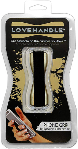 lovehandle teléfono celular agarre mantiene el dispositivo con sólo un dedo – Ultra delgado de bolsillo Friendly Love mango agarre de los dedos para iPhone Mini Tablet – Grip It de forma segura para mensajes de texto, fotos y selfies (oro)