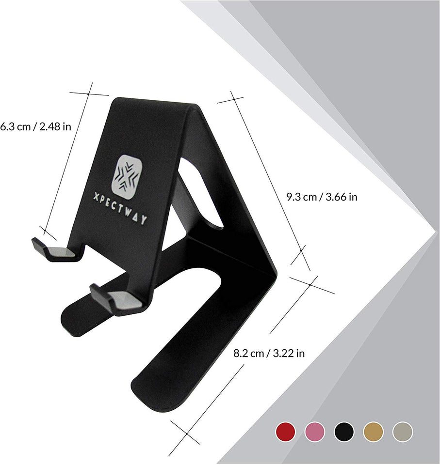 Xpectway Soporte Celular y Tablet - Dock para Escritorio - Base para Teléfono Movil - Stand para Smartphone - Accesorio Compatible con iPhone, iPad, Samsung, Huawei, Xiaomi, LG, Motorola (Negro)