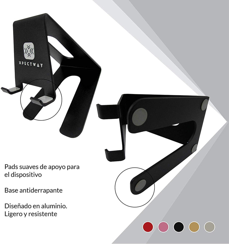 Xpectway Soporte Celular y Tablet - Dock para Escritorio - Base para Teléfono Movil - Stand para Smartphone - Accesorio Compatible con iPhone, iPad, Samsung, Huawei, Xiaomi, LG, Motorola (Negro)