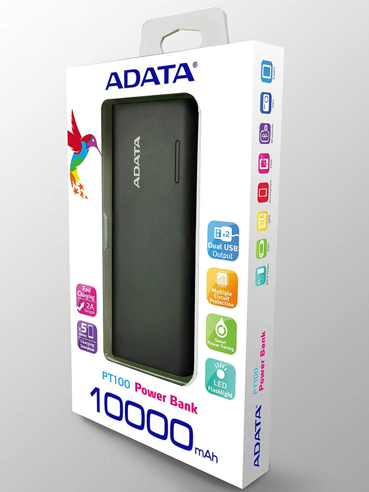 ADATA BATDAT080 Powerbank Pt100 - 10000 Mah, color pack of/paquete de 1