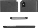 AmazonBasics Funda desmontable tipo cartera, cuero sintético, para teléfono iPhone X, gris oscuro