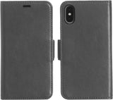 AmazonBasics Funda desmontable tipo cartera, cuero sintético, para teléfono iPhone X, gris oscuro